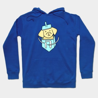 Hanukkah Dog in a Light Blue Dreidel, made by EndlessEmporium Hoodie